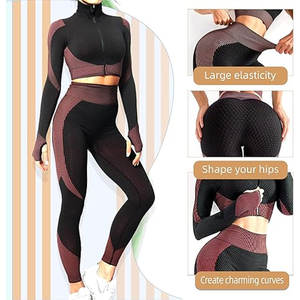 Ensemble de tenue de sport sans couture pour femmes, 3 pièces, vêtements de yoga, survêtement avec leggings et soutien-gorge de sport extensible pour la remise en forme - Product Image 6