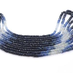 ลูกปัดแซฟไฟร์สีน้ำเงินธรรมชาติทรงรอนเดลล์ขนาด 3-3.5 มม. ลูกปัดพลอยแซฟไฟร์แบบไล่สี 16 นิ้ว ลูกปัดแซฟไฟร์สีน้ำเงินทรงรอนเดลล์ - Product Image 3