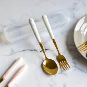 Designer Cutlery <b>Set</b> With <b>Marble</b> Handle Stainless Steel Flatware Dining Spoon Fork Knife <b>Set</b> Luxury Tableware Collection - Product Image 2