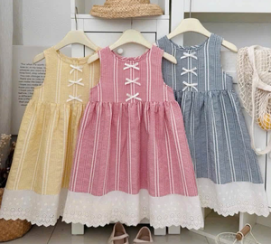 Lindo Vestido Mini sin Mangas con Corte en A para Niñas, Vestido de Verano Transpirable de Algodón y Lino - Vestidos Casuales para Niñas - Product Image 6