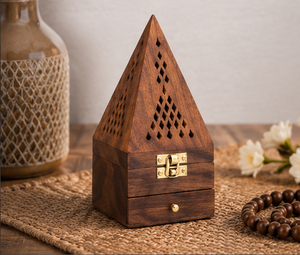 Luxury Handmade Eco-Friendly Durable Wooden Bakhoor Burner Box Pyramid Shape Incense Burner Holder for Agarwood - Product Image 1