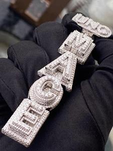 Pendentif personnalisé en moissanite glacée, argent sterling 925, luxe hip-hop, plaqué or 18 carats, pour homme et femme, idéal pour les fêtes - Product Image 5