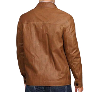 Premium Genuine Leather Winter Casual Jackets for <b>Men</b> Stand Collar Waterproof Zipper Dyed Washed Front Soft Comfortable Durable - Product Image 4