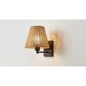 Handcrafted Natural Rattan Wall <b>Sconce</b> Set Modern Boho Wicker Wall Lamp With Matte Black Base Decorative Bamboo <b>Lighting</b> On Sale - Product Image 5