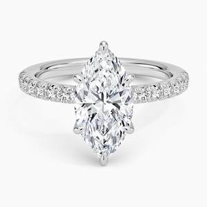 Anillo BOJ 093 con Corte Marquesa, Plata 925, Engaste de Puntas con Halo, Anillo Solitario con Diamante de 2ct, Color D, VVS1, Moissanita Certificada por GRA - Product Image 1
