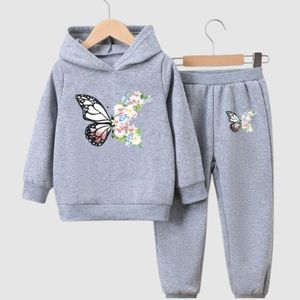 Conjunto Deportivo de Sudadera con Capucha y Pantalones de Forro Polar para Niñas, Transpirable, con Logotipo Frontal, Ropa Deportiva para Niños - Product Image 5