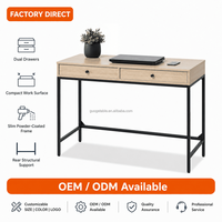 Bureau d'ordinateur avec double tiroir de rangement, cadre en métal mélaminé, OEM ODM, pour la maison, le bureau, l'étude, poste de travail, bureau d'ordinateur, bureau de travail