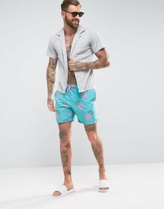 Shorts de Baño para Hombre con Estampado de Piña Turquesa y Cordón Rosa, Secado Rápido, Estilo Casual - Product Image 3