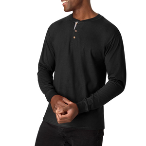 Wholesale Custom Full Sleeve <b>Henley</b> T-Shirt for <b>Men</b> <b>Top</b> Products Streetwear Casual Style <b>Men's</b> <b>Henley</b> Shirts in Solid Color - Product Image 2