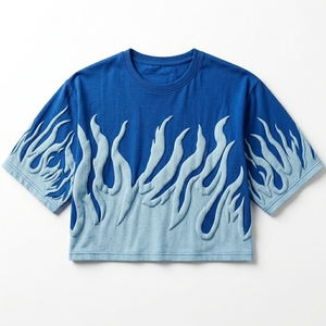 T-shirt ample pour homme avec imprimé en relief, coupe courte et carrée, 100 % coton tricoté, streetwear, 240 g, motif graphique avant, respirant - Product Image 2