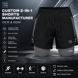 Breathable Double <b>Layer</b> Shorts for Men Reflective Trim and Drawstring Waistband Ideal for Night Running and Training Sessions - Product Image 5