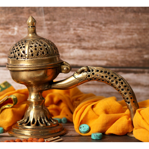 Brûleur d'encens élégant en laiton, écologique, traditionnel, décoratif, produit spirituel pour la méditation et la prière - Product Image 1