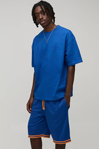 Trendy Men Relaxed Fit Breathable Polyester/Cotton Shirt Shorts <b>Set</b> Lightweight Summer Streetwear Custom OEM Premium 2 Piece - Product Image 3