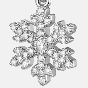 Boucles d'oreilles créoles plaquées argent pour enfants, boucles d'oreilles pendantes flocon de neige, clous d'oreilles en argent 925 plaqué rhodium avec strass en cristal pour femmes - Product Image 3
