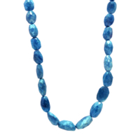 Collar Clásico de Plata de Ley 925 con Hilo de Aguamarina Natural Azul Cielo, Joyería Artesanal con Piedras Preciosas para Mujer, Eslabones de Cable de 15.5 Pulgadas, de Moda