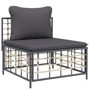 Anthracite Poly Rattan <b>6</b>-<b>Piece</b> <b>Patio</b> Lounge <b>Set</b> with Cushions Garden <b>Sets</b> - Product Image 5