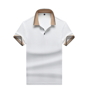 Chemise décontractée de golf pour homme rouge à col montant, manches courtes, imprimé numérique, anti-plis, logo frontal, tricotée unie 180g - Product Image 2