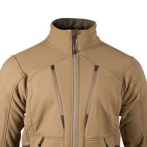 Men's Beige <b>Fleece</b> <b>Jacket</b> <b>With</b> Zipper Closure Stand Collar Casual Style Autumn Wear Windproof Sherpa <b>Lining</b> Polyester Shell - Product Image 5