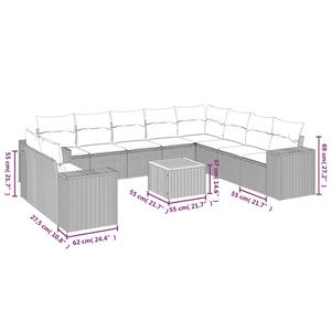 ชุดโซฟาลานบ้านหวายโพลีสีดำ 11 ชิ้นพร้อมเบาะรองนั่งสำหรับชุดสวน - Product Image 3