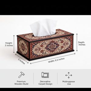 Vintage Wood <b>Tissue</b> Box Cover Hand Painted <b>Pattern</b> Table <b>Tissue</b> Holder Decorative Desktop Dispenser - Product Image 3