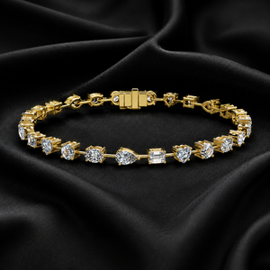 Fancy Shape Lab Grown Diamond Tennis <b>Bracelet</b> 10K 14K <b>Solid</b> Gold Mixed Cut Diamond DEF VVS Women's Luxury <b>Bracelet</b> Everyday Wear - Product Image 1