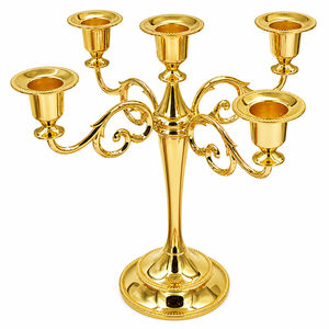 Luxury Polished <b>Silver</b> 5-Arms Candelabra Holder Vintage Metal <b>Candlestick</b> Stand for Christmas Party Home Dining Table Decor - Product Image 5