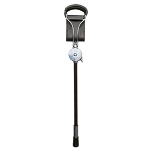 Antique Brown Leather Seat Folding Walking <b>Cane</b> with Seat Alloy Crutch <b>Chair</b> Anti-Slip Lightweight Walking Stick for Seat - Product Image 2