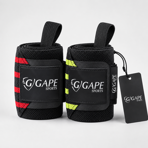 GAPE SPORTS Support de poignet pour haltérophilie, en nylon, avec boucle auto-agrippante, élasticité réglable, respirant, noir, rouge, vert, universel, adulte, OEM - Product Image 2
