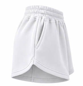 Index Sportswear Women's White Shorts <b>Skirt</b> High <b>Waist</b> <b>Elastic</b> Breathable Pockets Left Leg Logo Sporty Style Knitted Polyester - Product Image 3