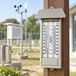 Termómetro de Monitoreo de Temperatura Máxima y Mínima |   Instrumento Meteorológico Analógico para Observación Climática y Pruebas de Campo al Aire Libre - Product Image 1