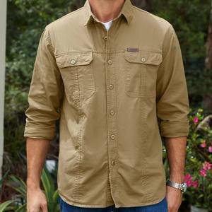 Chemise de bureau de luxe à manches longues pour homme, chemise unie à coupe classique à manches longues pour homme, chemise à manches longues en tissu extensible pour homme, personnalisable - Product Image 5