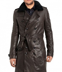Best Choice <b>Men</b> Long Trench Coat Genuine Leather <b>Belted</b> Full Front Zipper Waterproof Lightweight Warm Padded Puffer Outdoor - Product Image 3