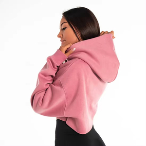 Sudadera con capucha de streetwear personalizada, tipo manta tejida, estilo tapicería, para mujer, ropa de otoño, talla grande, top corto con capucha para mujer - Product Image 3
