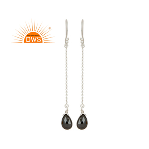 Pendiente de gota larga de piedras preciosas de pirita Natural de plata de ley fina, joyería personalizada para mujer, regalo para ella - Product Image 3