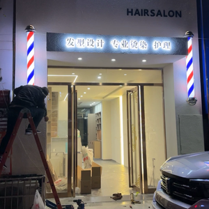 Classic Barber <b>Pole</b> <b>Light</b> Rotating Salon Sign LED Striped Barber Shop Indicator Outdoor Storefront Decor - Product Image 4