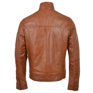 <b>Men's</b> Brown PU <b>Leather</b> <b>Jacket</b> OEM Service Stand Collar Zipper Closure Pockets Winter Wear <b>Leather</b> <b>Jacket</b> Available For Sale - Product Image 5