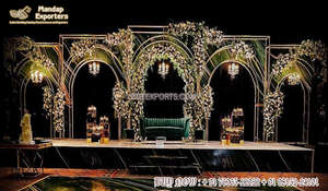 Modern Arabian Style Stage Decor <b>Backdrop</b> Metal <b>Stands</b> Lightweight Customized Size & Color Muslim Theme Wedding Event Decoration - Product Image 6