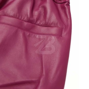 <b>Men</b> Red <b>Leather</b> Look Shorts High Waist Zipper Front Casual Style - Product Image 6