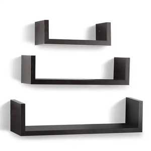Modern Reclaimed Wooden Adjustable Floating <b>Wall</b> <b>Shelf</b> Heavy Duty Metal Bracket <b>Mounted</b> Solid Timber Flower Pot Storage Rack - Product Image 2