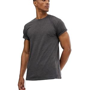 เสื้อยืดสีเทาสำหรับผู้ชายเสื้อยืดแบบสวมแขนครึ่งแขนเสื้อทรงสลิมฟิตพร้อมโลโก้และดีไซน์ตามสั่ง - Product Image 1