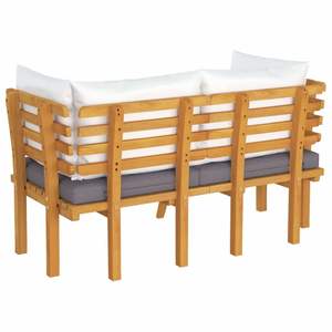 Canapé de jardin gris foncé avec coussins blancs, bois naturel, mobilier d'extérieur élégant - Product Image 5