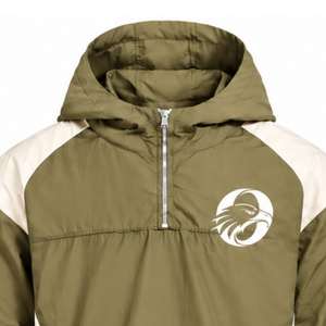 <b>Mens</b> Olive Green Contrast Color Windbreaker <b>Hoodie</b> Quarter Zip Lightweight Pullover Outdoor Athletic <b>Running</b> Jacket - Product Image 3