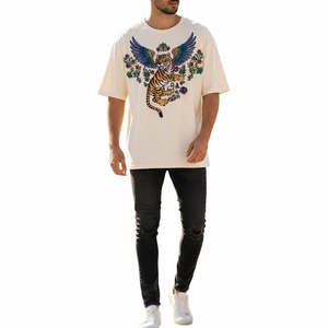 Camiseta de Hombre, 300GSM, 100% Algodón, Estilo Hip Hop, Corte Holgado, Cuello Redondo, Lavado Ácido, Estampado de Dibujos Animados en la Espalda, Impresión DTG Personalizada - Product Image 4