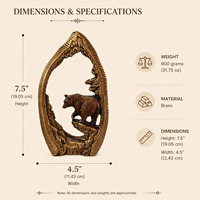 Étagère murale Shubham en laiton avec ours en relief, artisanale, pour aromathérapie, décoration Art Déco montagneuse pour la maison et le bureau