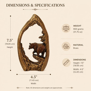 Estante de pared de latón Shubham con diseño de oso, hecho a mano, para aromaterapia, estilo Art Deco, decoración de montaña para el hogar u oficina - Product Image 2