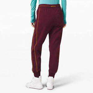 Women's Maroon High Waist Jogger Pants Solid Color Drawstring Elastic Cuff Side Pockets Ankle-Length Regular Fit Autumn Wear - Product Image 4
