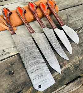 Ensemble de couteaux de cuisine professionnels Product Palace LLC, 5 pièces, couteaux de chef en acier Damas faits à la main, avec manche en bois, cadeau - Product Image 6