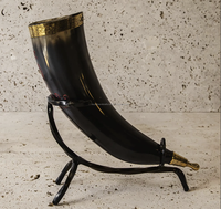 Support de corne de buffle poli artisanal, écologique, thème marin viking, pour décoration intérieure, personnalisable