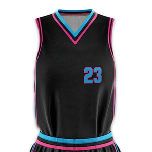 Women Basketball Uniform Set Sleeveless V-Neck Tank <b>Top</b> With Number 23 Black <b>Blue</b> Pink <b>Mesh</b> Breathable Athletic Wear - Product Image 2