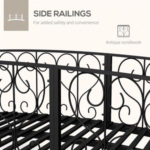 Ponte da Giardino ad Arco in Metallo Nero da 2,1 m con Ringhiere Laterali e Decorazioni Intagliate - Prodotto per Paesaggistica e Terrazze - Product Image 4